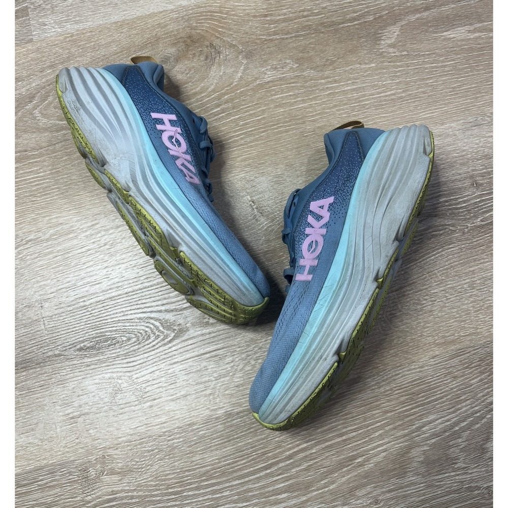 Hoka One One Bondi 8 Blue Pink Running Shoes Womens 9.5 1127952 SSK Sneaker